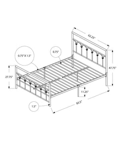 83.25" x 62.25" x 47.75" Black Metal Queen Size Bed