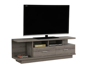 19.75" Dark Taupe Particle Board Hollow Core and MDF TV Stand with 2 Drawers