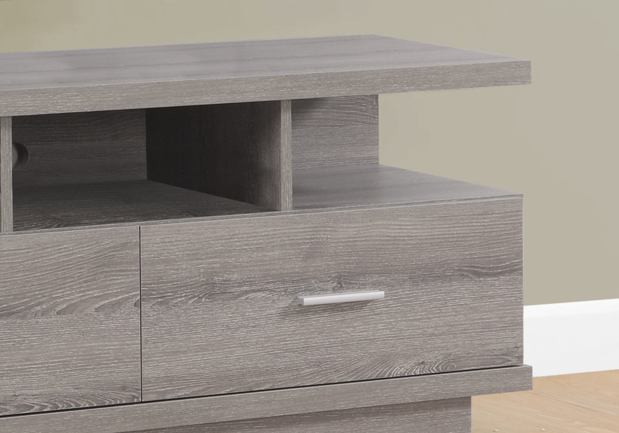 19.75" Dark Taupe Particle Board Hollow Core and MDF TV Stand with 2 Drawers