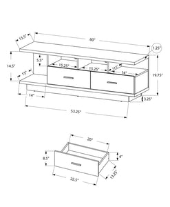 19.75" Dark Taupe Particle Board Hollow Core and MDF TV Stand with 2 Drawers