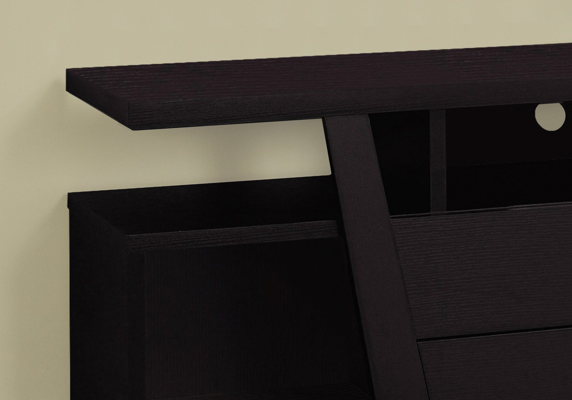 15.5" x 60" x 23.75" Cappuccino Particle Board Hollow Core TV Stand With 2 Drawers