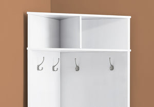 67" White Corner Unit Laminated Hall Tree