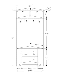 67" White Corner Unit Laminated Hall Tree