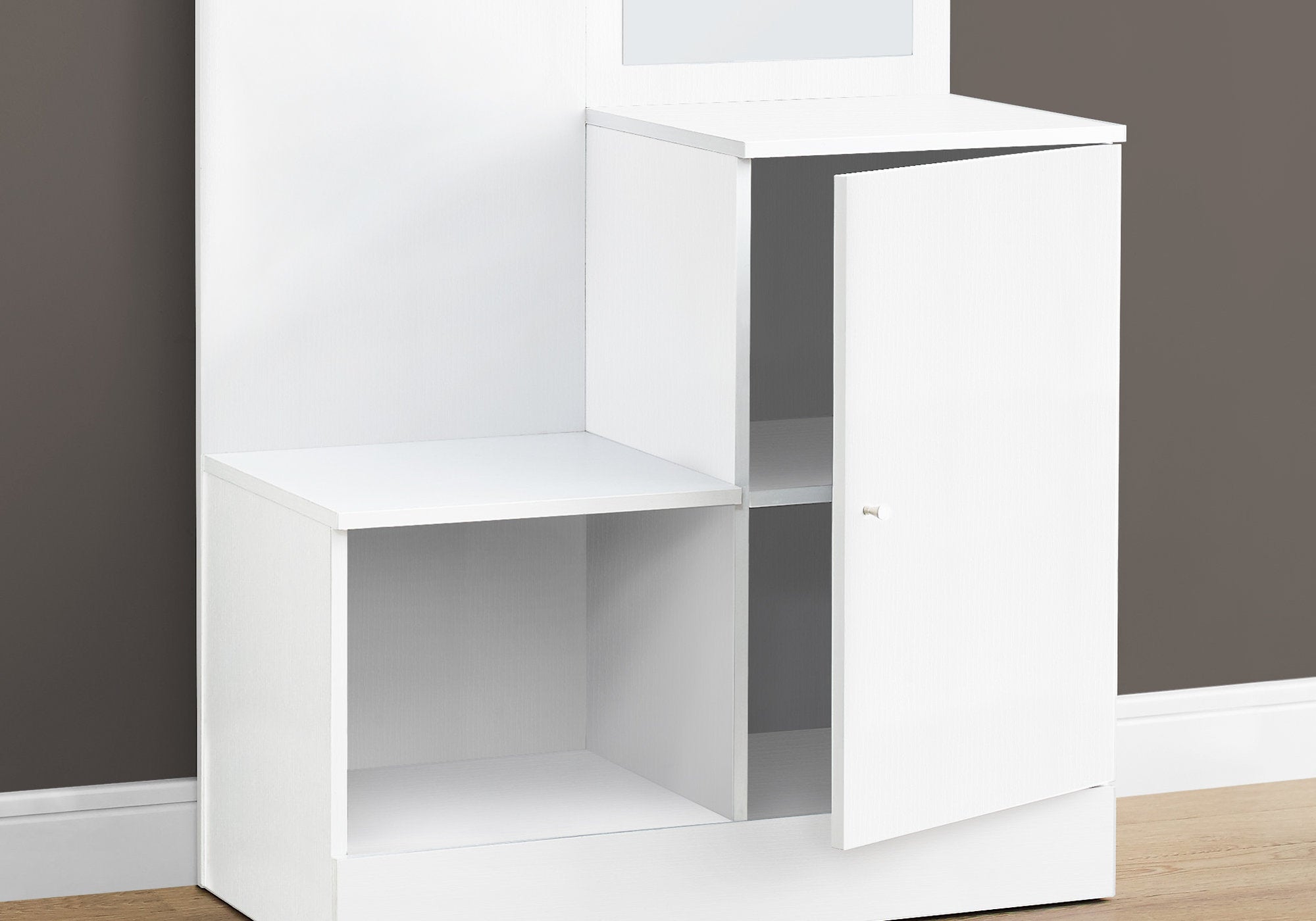 75" White Storage UnitwithMirror Hall Tree