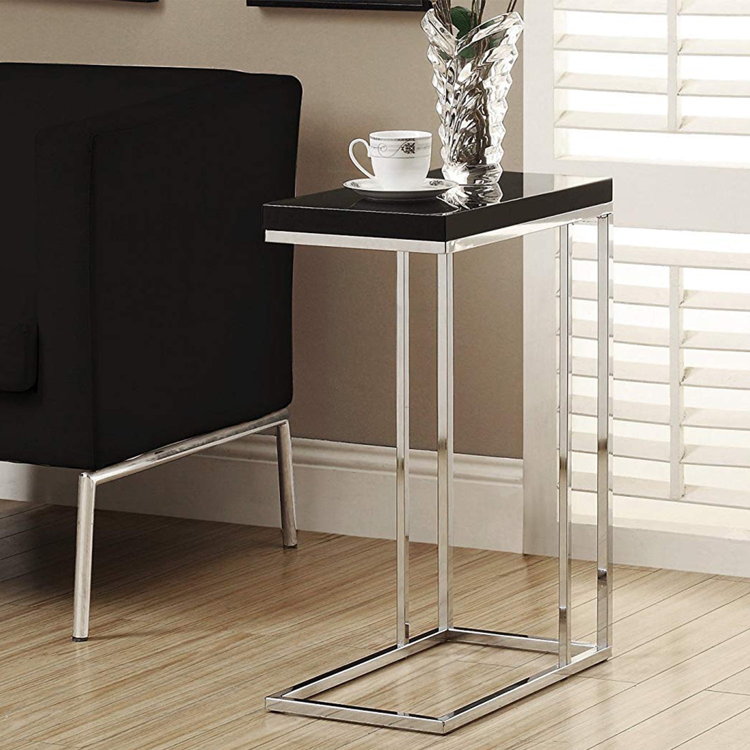18.25" x 10.25" x 25.25" Black Particle Board Metal  Accent Table