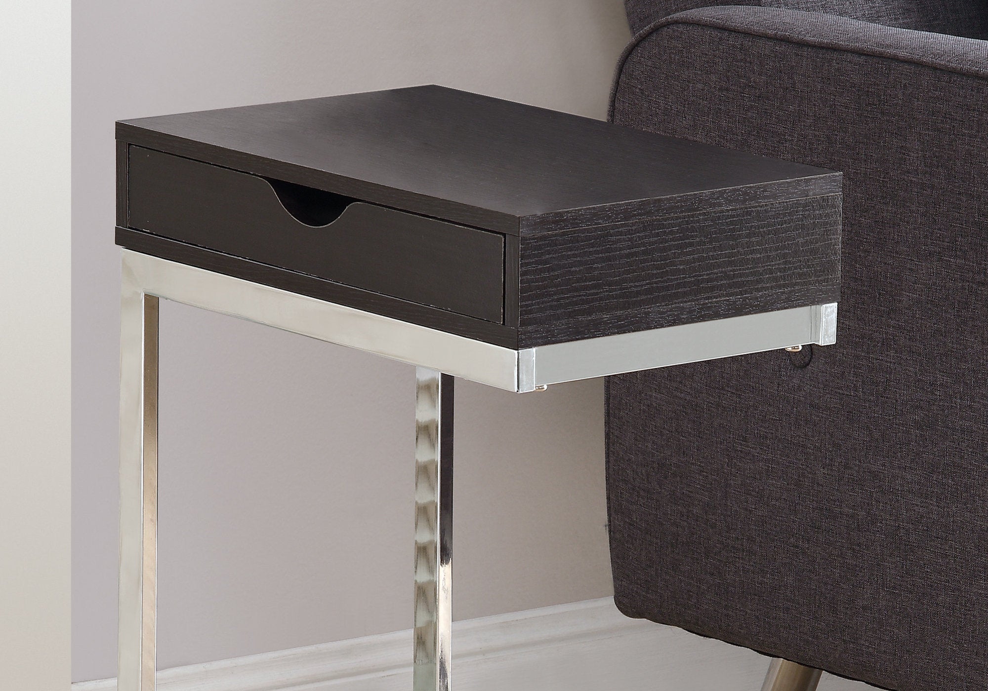 10.25" x 15.75" x 24.5" Cappuccino Finish Metal Accent Table