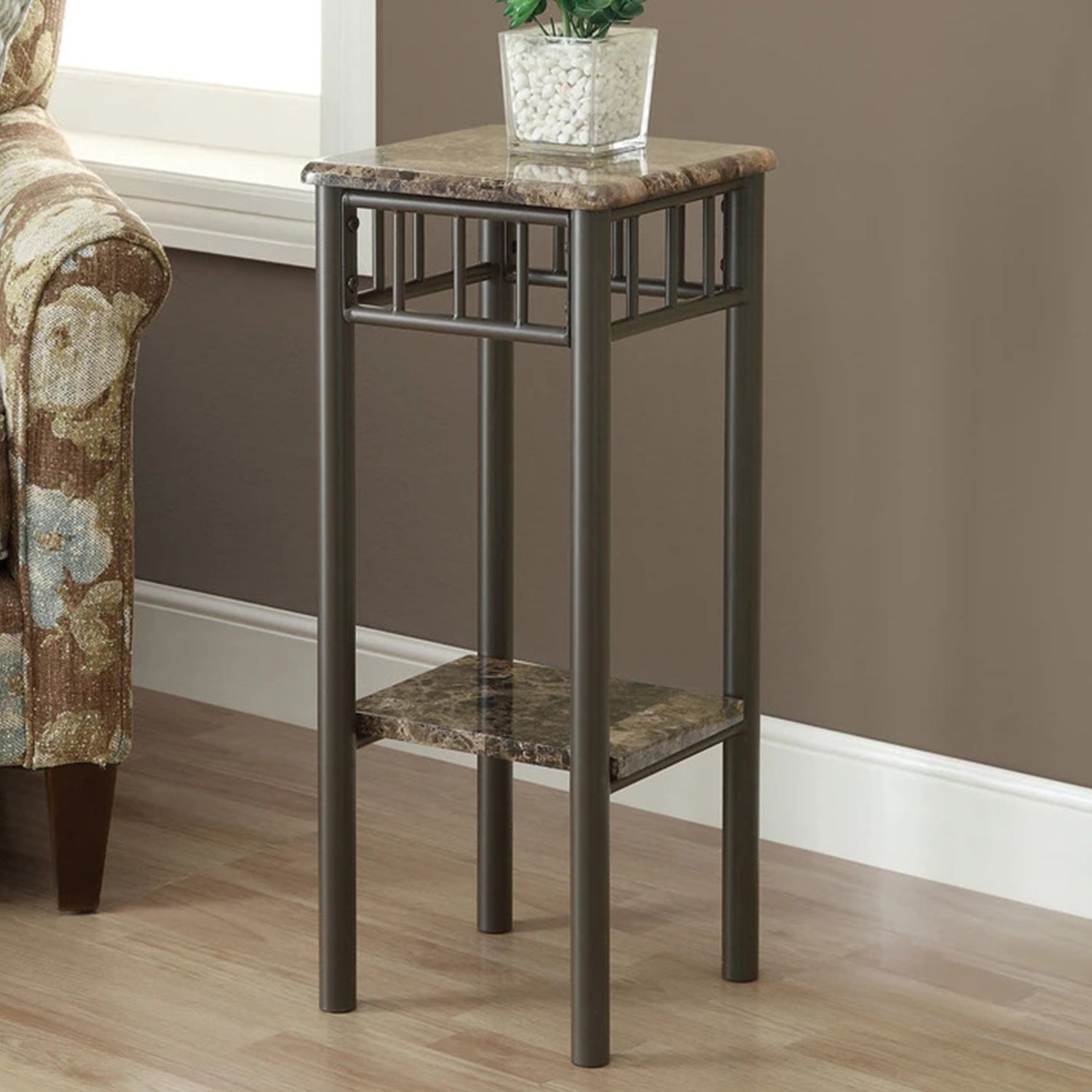 12" x 12" x 28" Cappuccino Mdf Metal  Accent Table