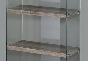 60" Particle Board and Clear Tempered Glass Bookcase