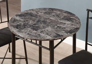 64" x 64" x 101" Grey  Black  Metal  Foam  Microfiber  3pcs Dining Set