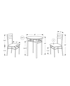 36" Black Microfiber Foam MDF and Silver Metal Three Pieces Dining Set