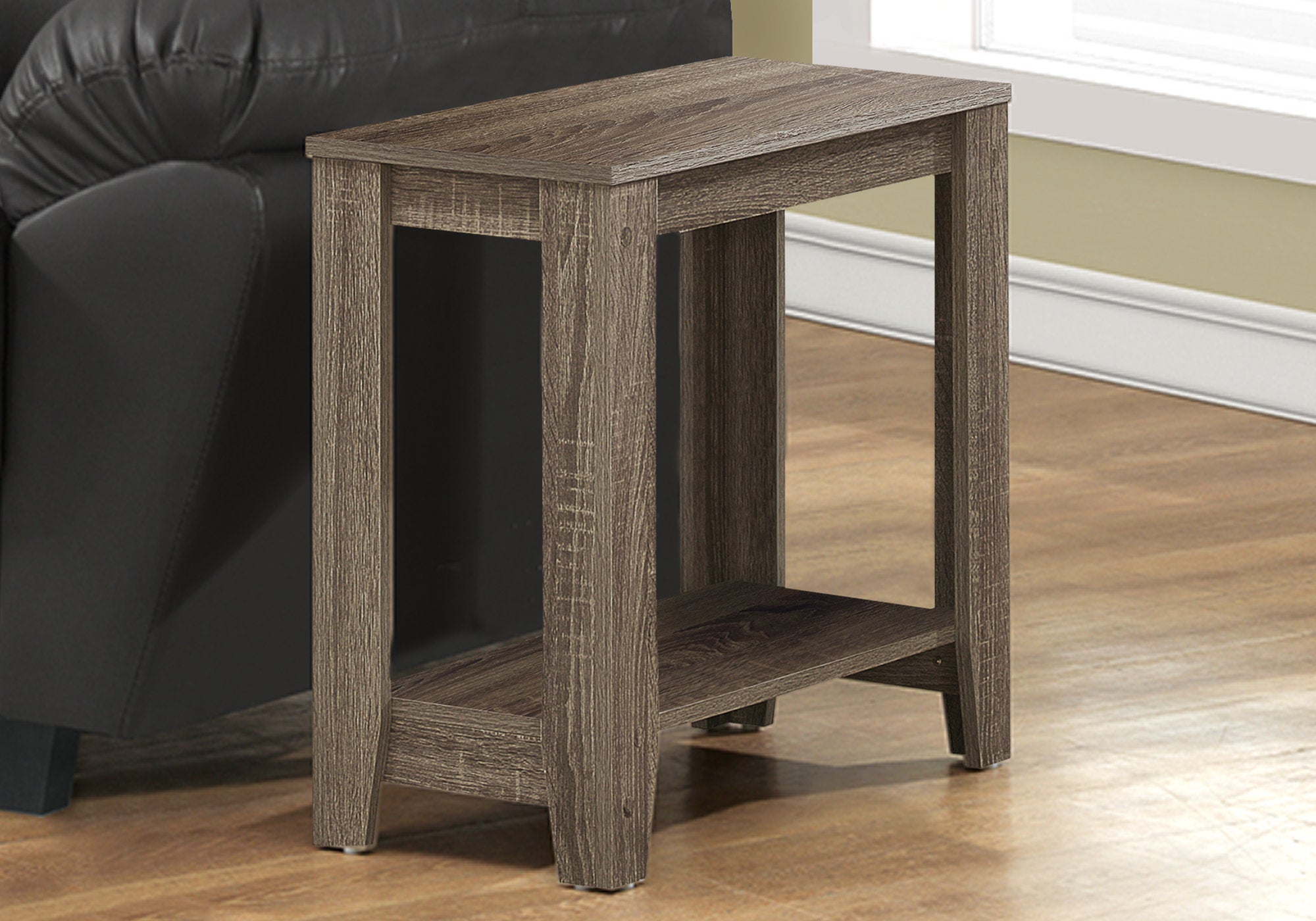 11.75" x 23.75" x 22" Dark Taupe Particle Board Laminate  Accent Table