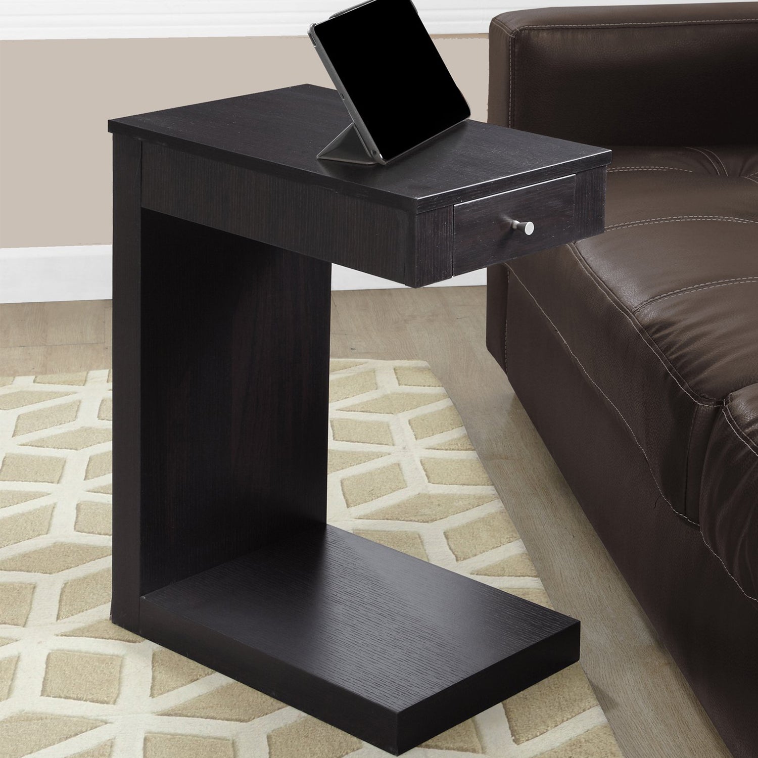 18.25" x 12" x 24" Cappuccino Finish Hollow Core Accent Table