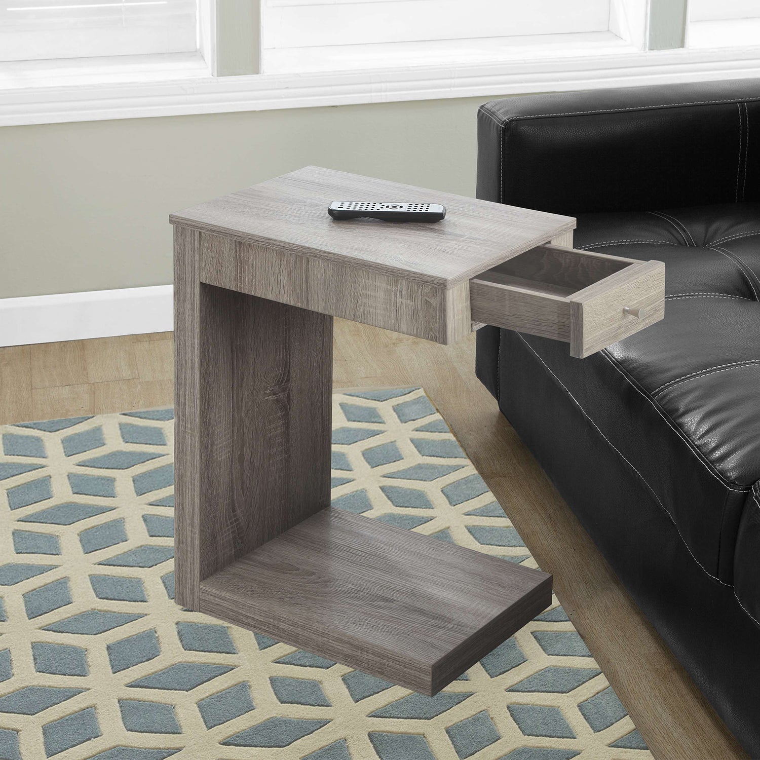 18.25" x 12" x 24" Dark Taupe Finish Hollow Core Accent Table