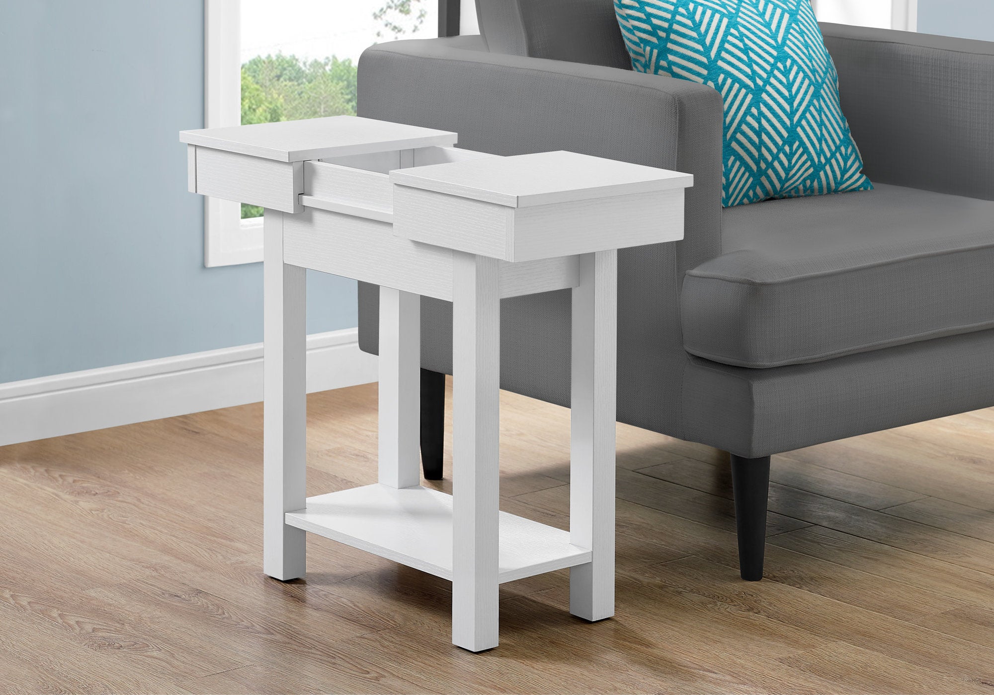 20" x 11.75" x 24" White Finish Hollow Core Storage Accent Table