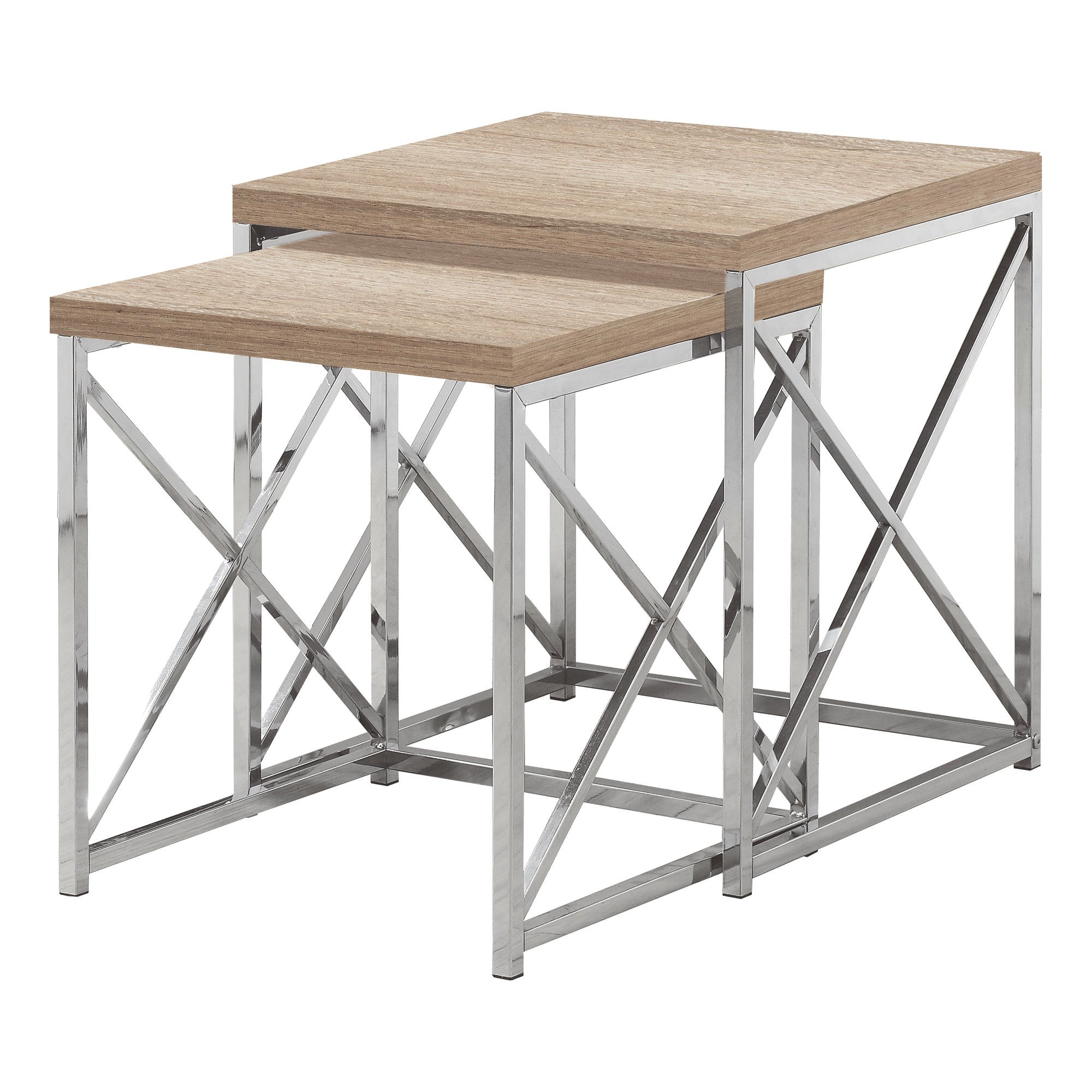 37.25" x 37.25" x 40.5" Natural Particle Board Metal  2pcs Nesting Table Set