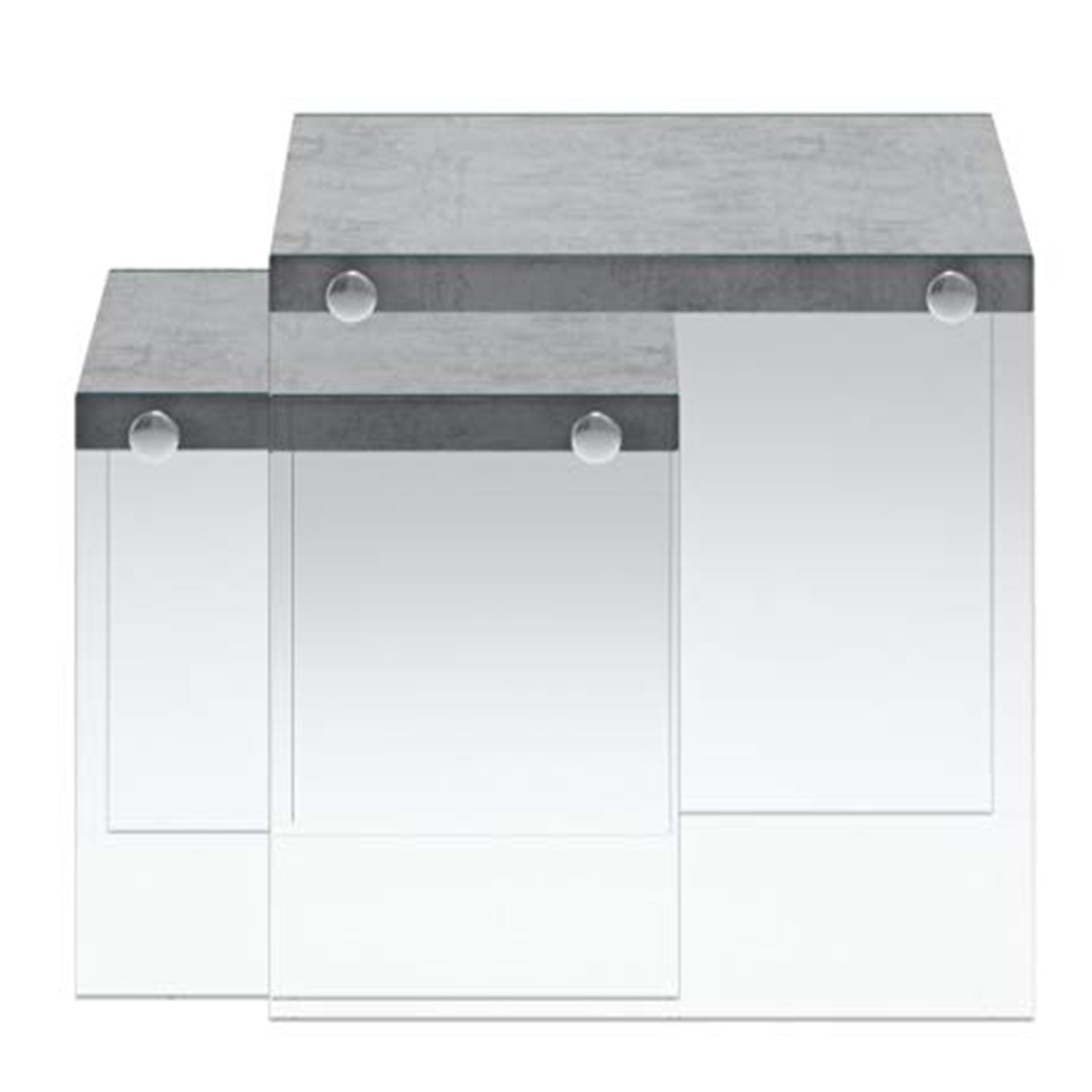 35.5" x 35.5" x 35.5" Grey Clear Particle Board Tempered Glass  2pcs Nesting Table Set