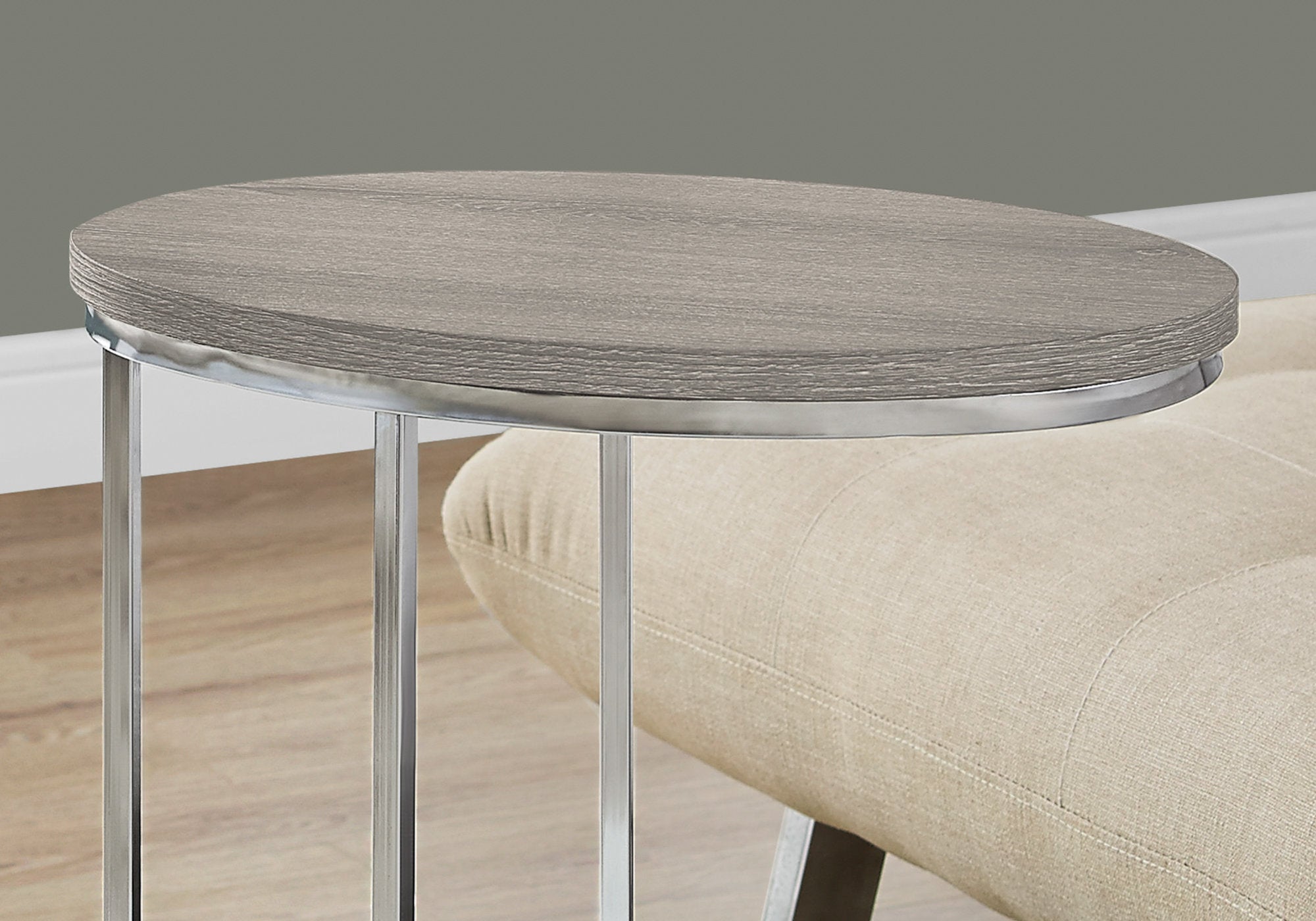 18.5" x 12" x 25" Dark Taupe Particle Board Laminate Metal Accent Table
