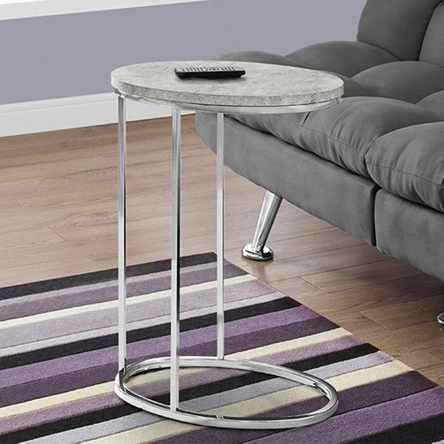 18.5" x 12" x 25" Grey Particle Board Laminate Metal Accent Table