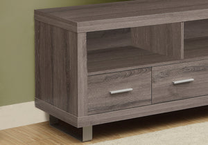 17.75" x 47.25" x 23.75" Dark Taupe Silver Particle Board Hollow Core Metal TV Stand with 3 Drawers
