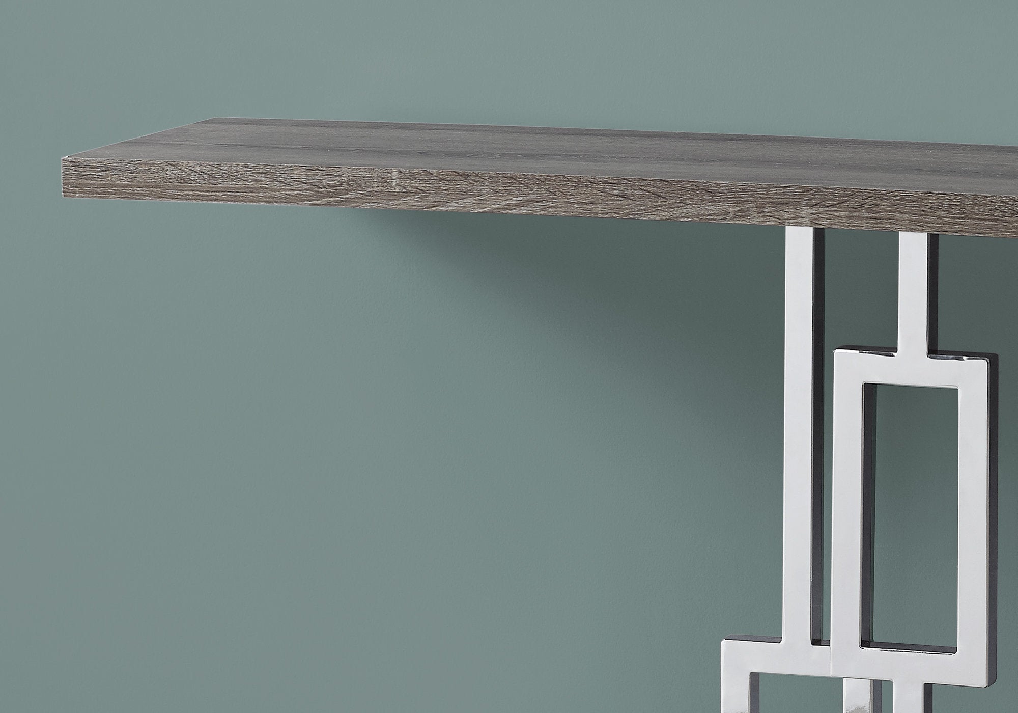 12" x 47.25" x 31" Dark TaupeChrome Metal Accent Table