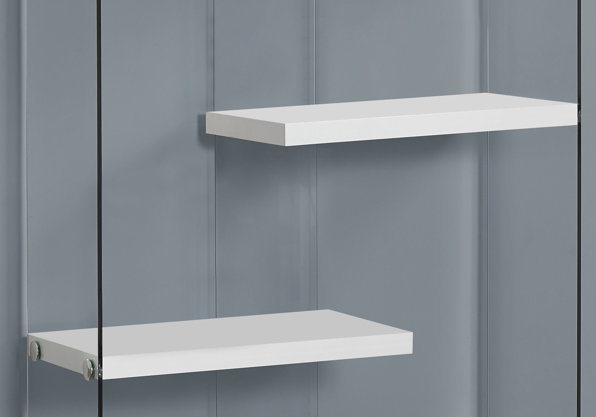 12" x 36" x 58.75" White Clear Particle Board Tempered Glass  Bookcase