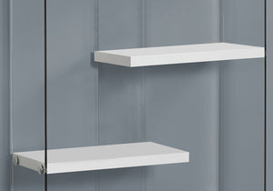 12" x 36" x 58.75" White Clear Particle Board Tempered Glass  Bookcase