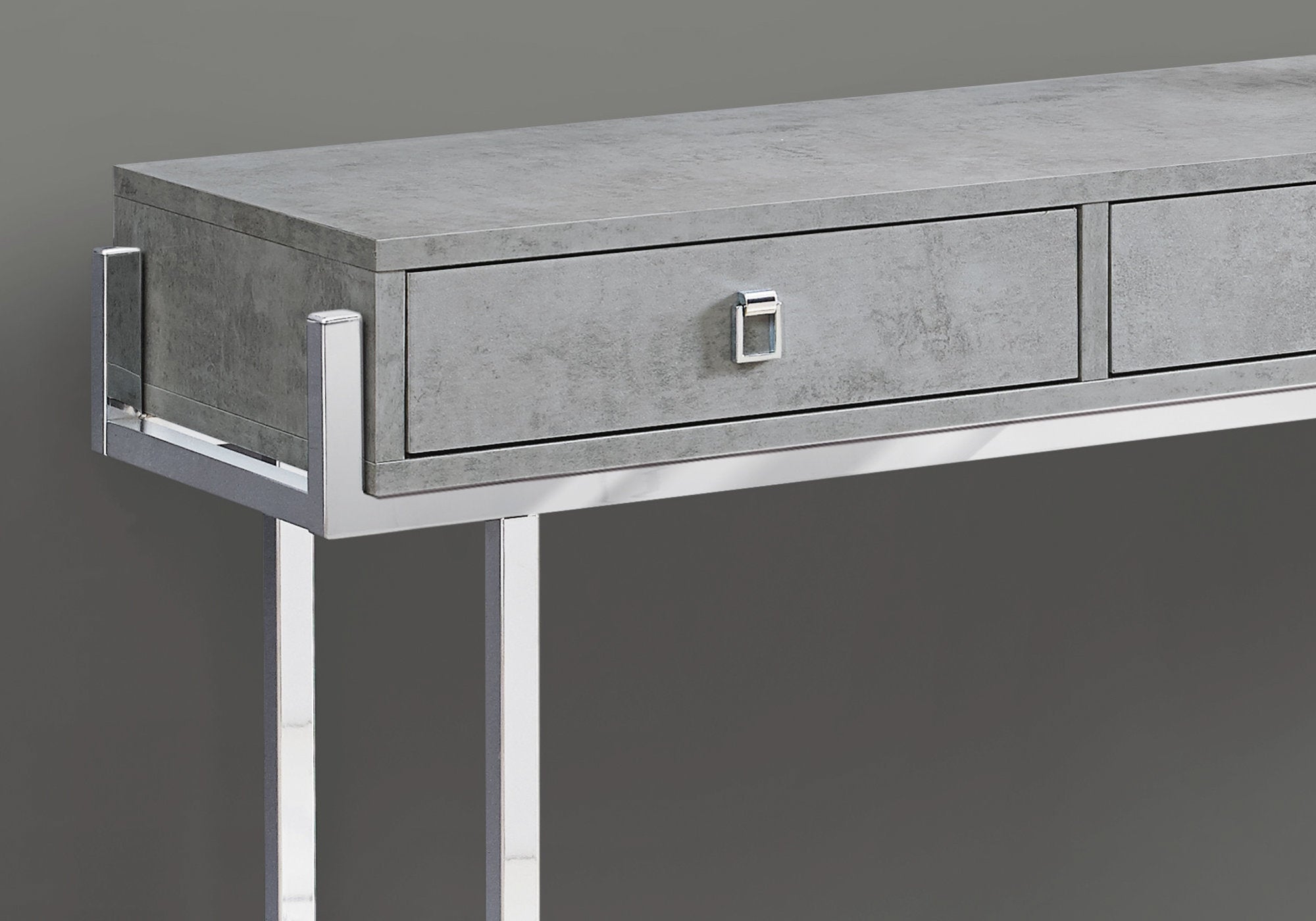 12" x 48" x 31.75" Grey Particle Board Metal  Accent Table