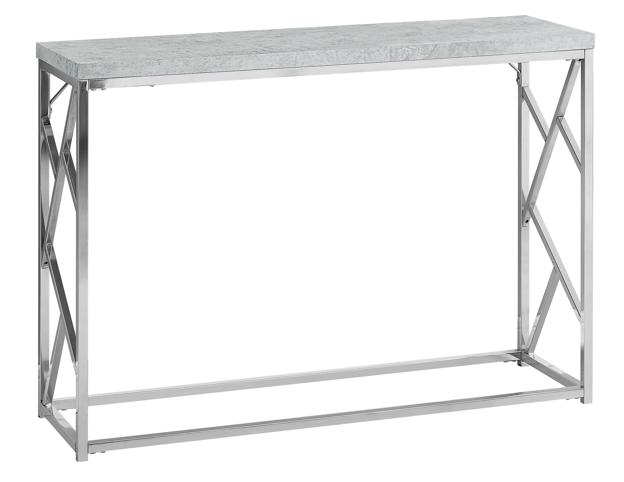 30.5" Grey Cement Particle Board and Chrome Metal Accent Table