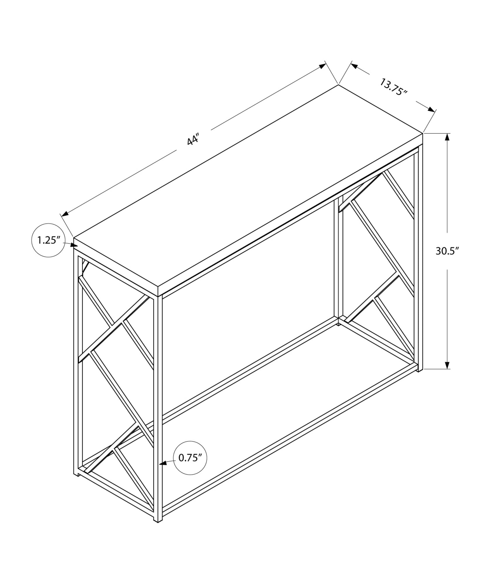 30.5" Grey Cement Particle Board and Chrome Metal Accent Table