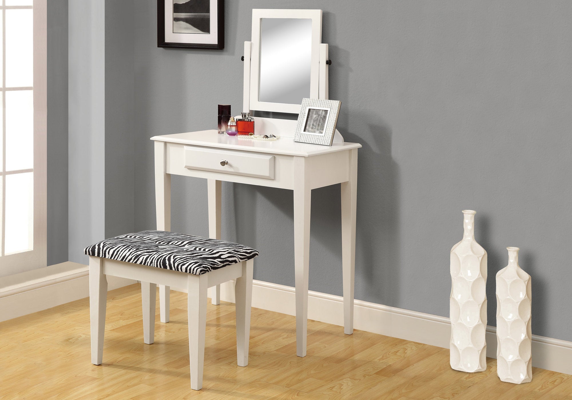 30.5" x 46.75" x 68" White  Black  Particle Board  Foam  Vanity Set 2pcs