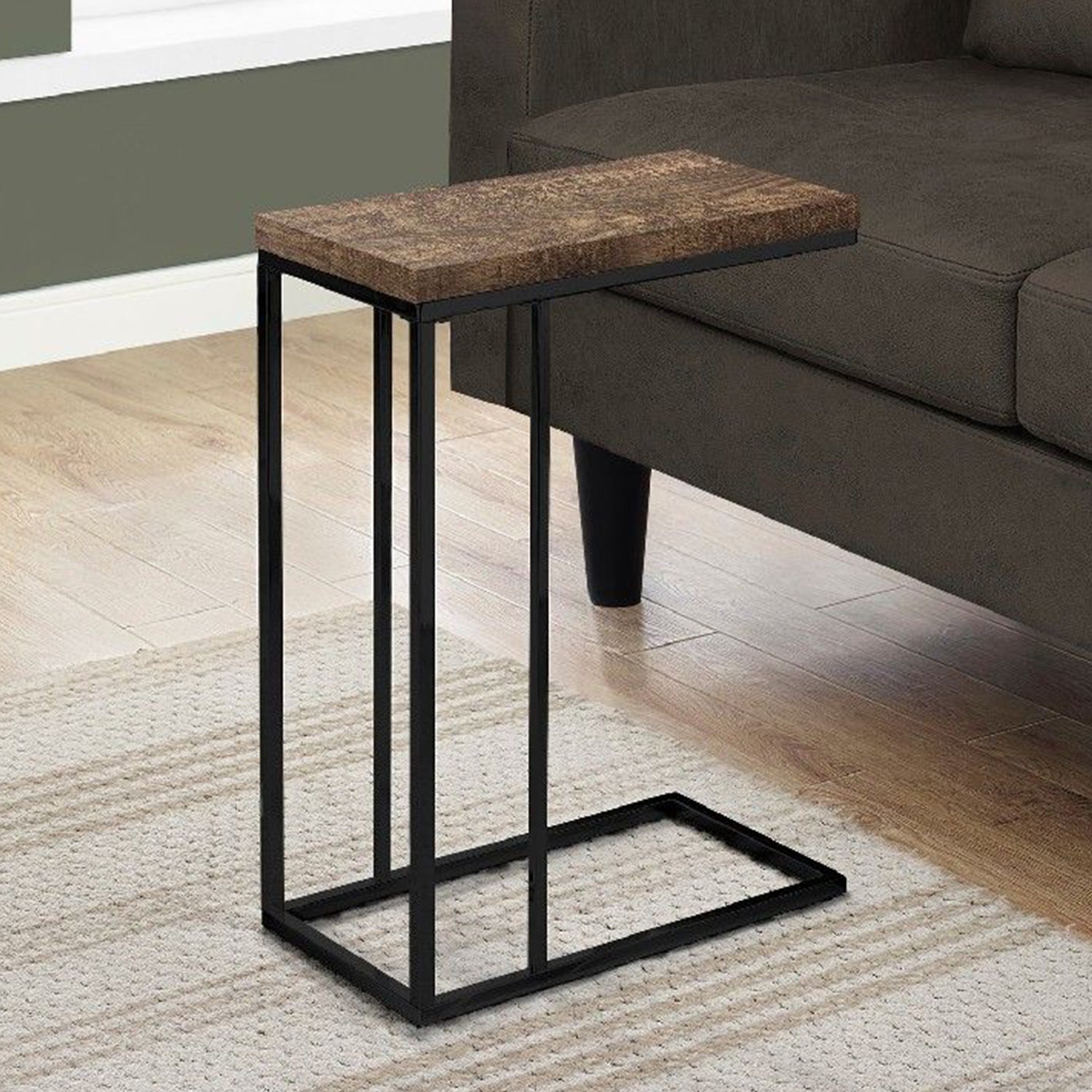18.25" x 10.25" x 25.25" BrownBlack Particle Board Metal  Accent Table