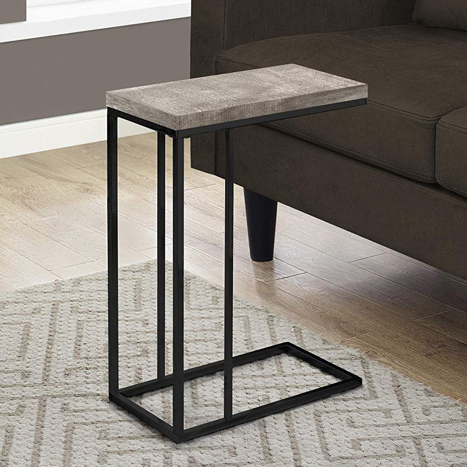 18.25" x 10.25" x 25.25" TaupeBlack Particle Board Metal  Accent Table