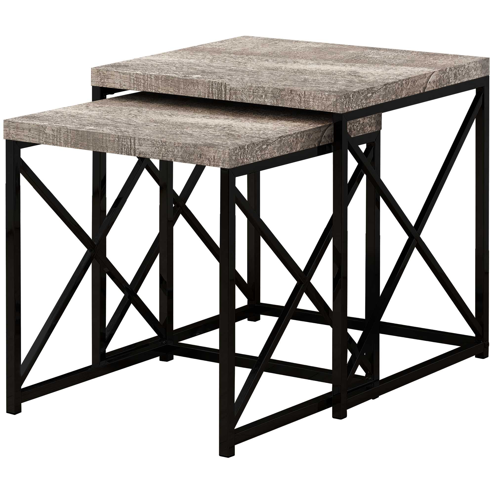 37.25" x 37.25" x 40.5" Taupe Black Particle Board Metal  2pcs Nesting Table Set