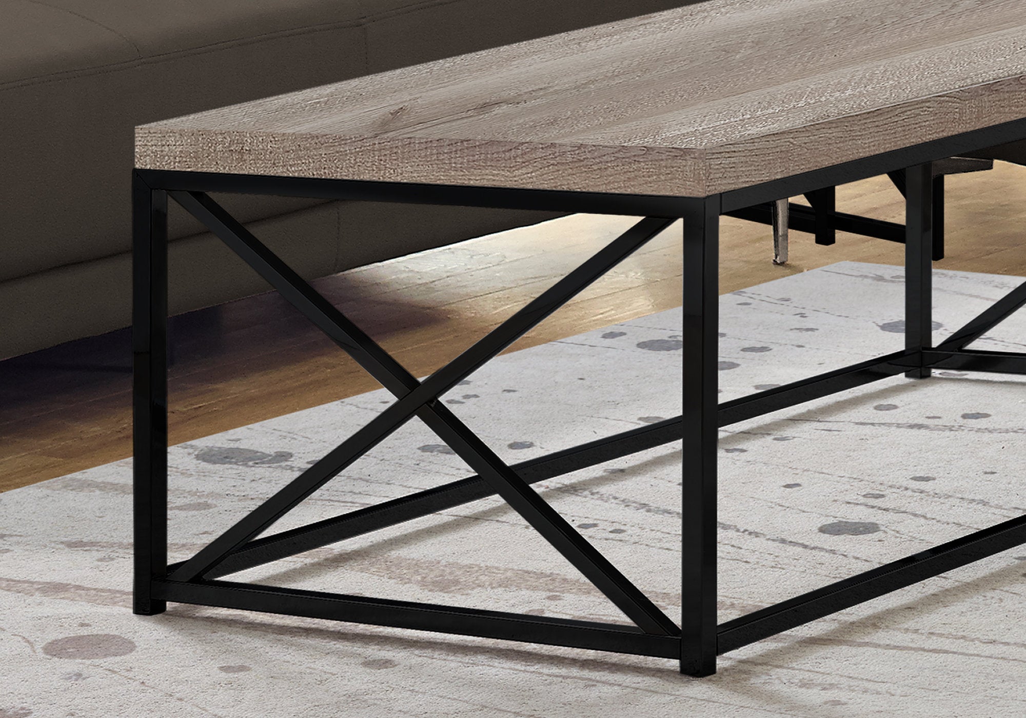 22" x 44" x 17" Taupe  Black  Particle Board  Metal  Coffee Table