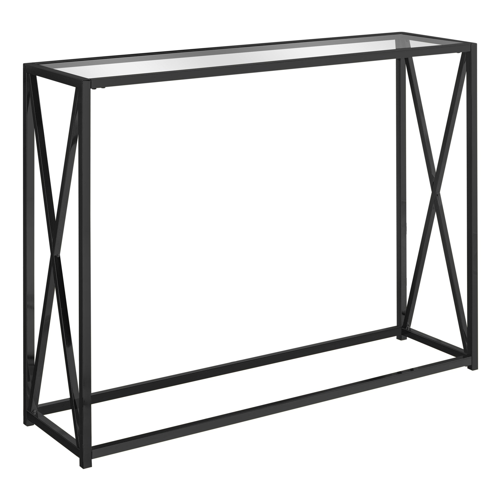 32.25 Black Nickel Metal and Clear Tempered Glass Accent Table