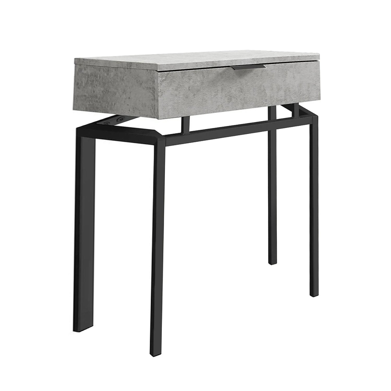 12.75" x 18.25" x 23.25" Grey Finish and Black Metal Accent Table