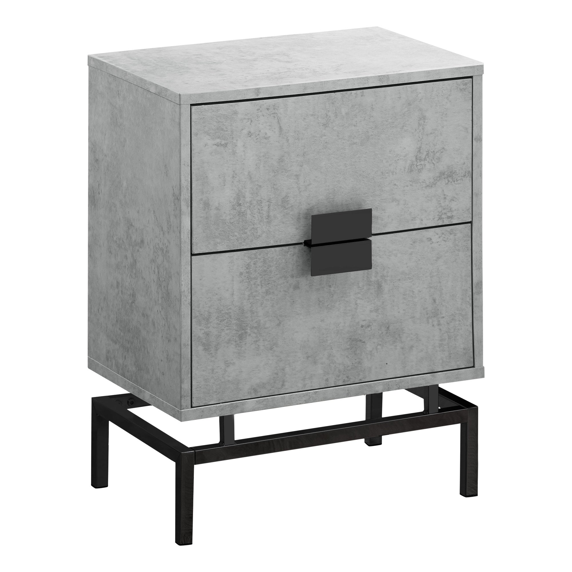 23.5" Grey Cement Particle Board and Black Nickel Metal Accent Table