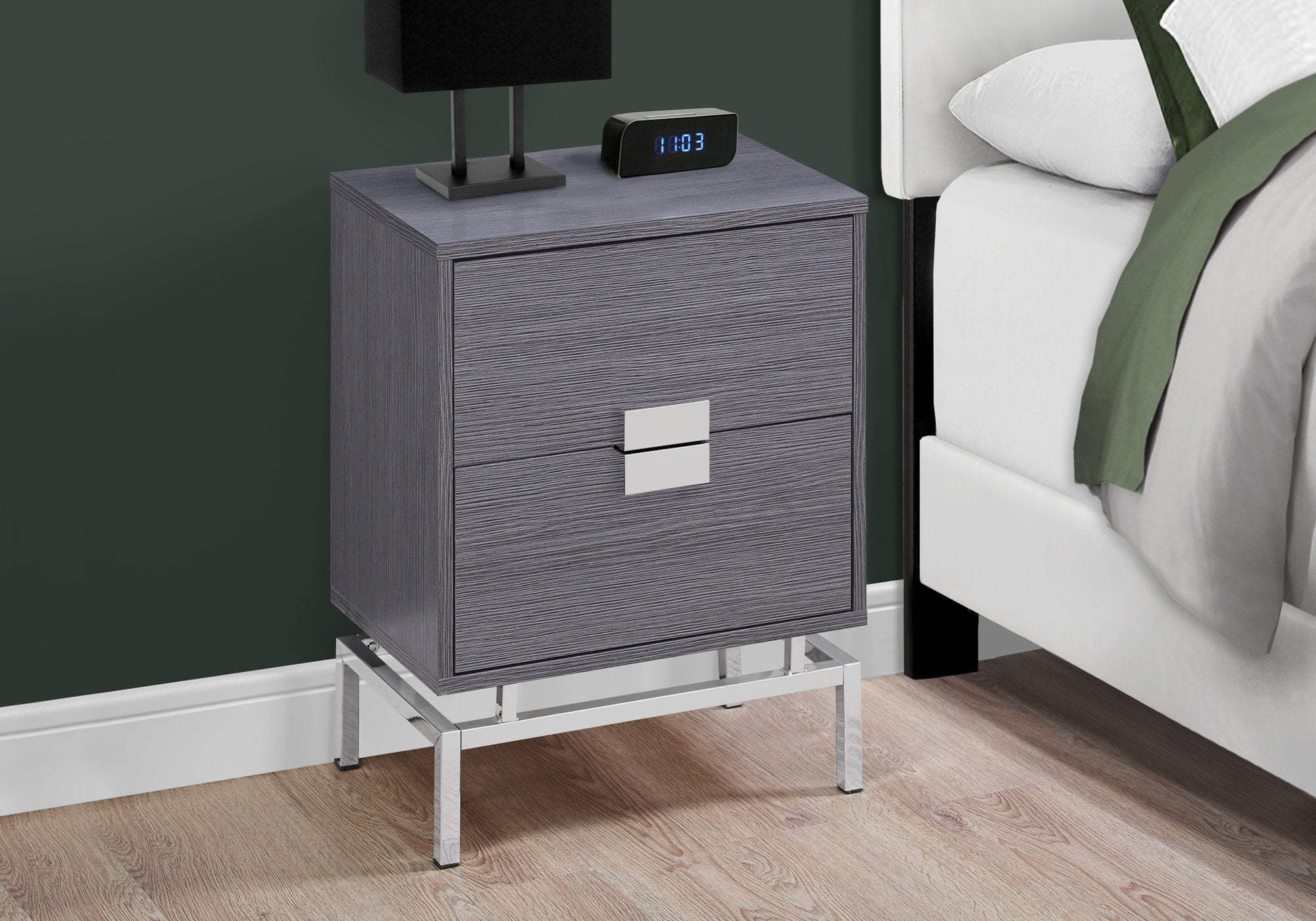 12.75" x 18.25" x 23.5" Grey Particle Board Metal Accent Table