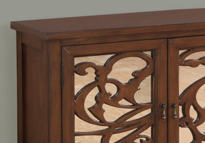 11" x 36" x 32" Walnut  Accent Chest With Mirrored Glass
