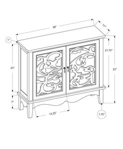 11" x 36" x 32" Walnut  Accent Chest With Mirrored Glass