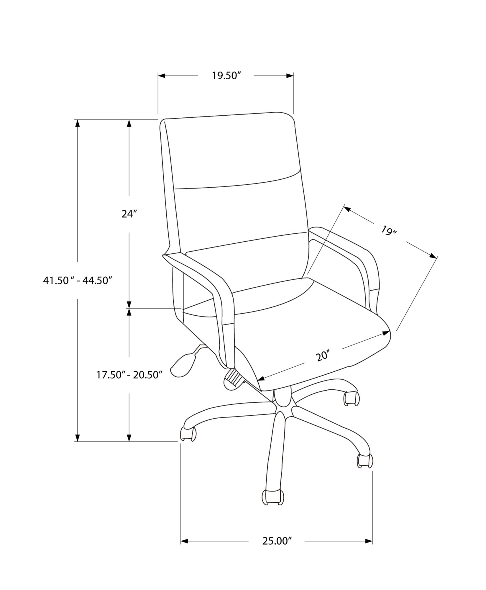 41.5" Black Leather Look  Foam  and Metal Office Chair