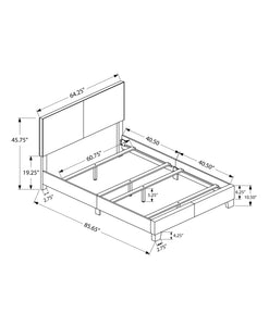45.75" White Solid Wood MDF and Foam Queen Size Bed with Leather Look