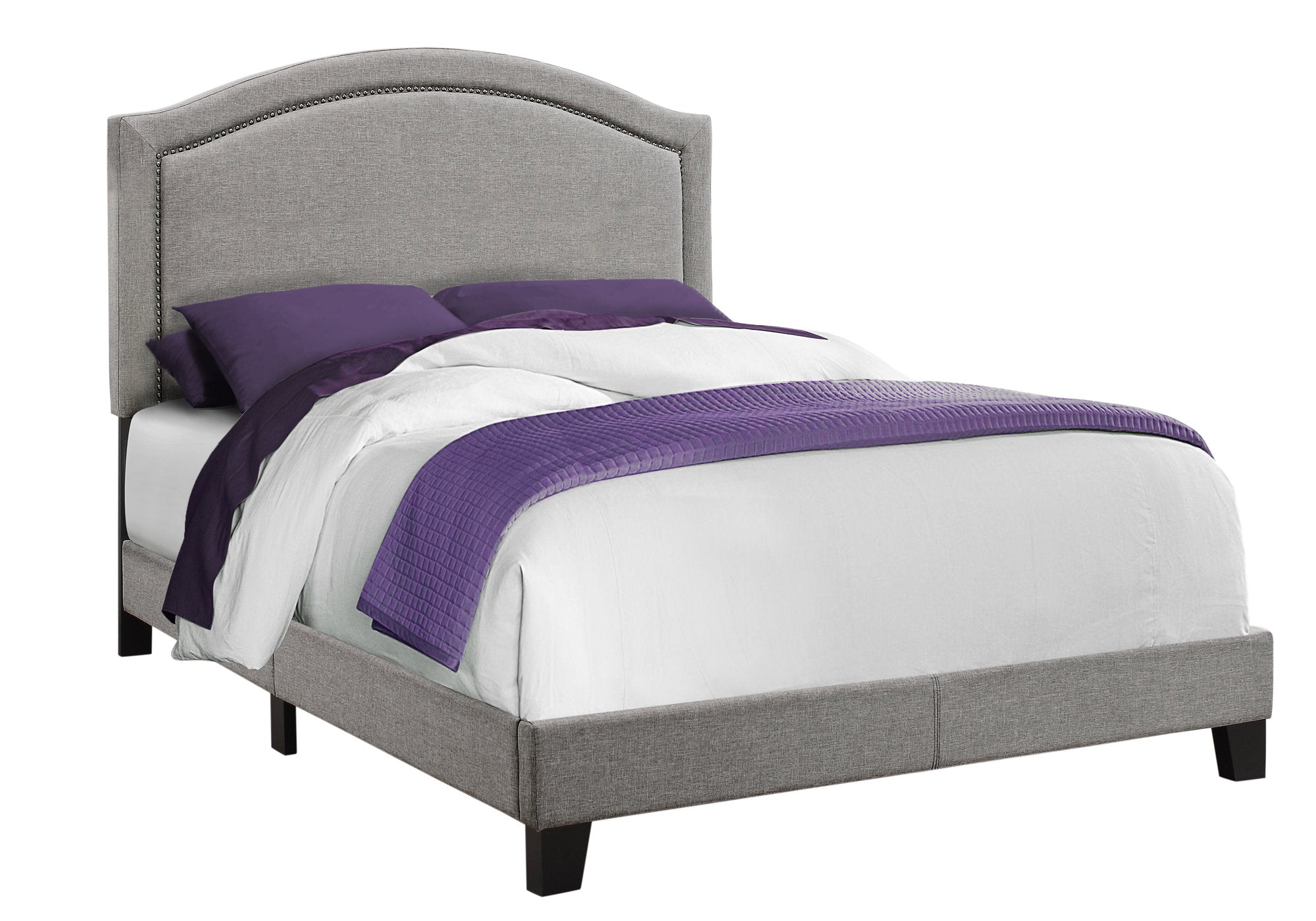 Full Size Grey Linen with Chrome Trim Bed