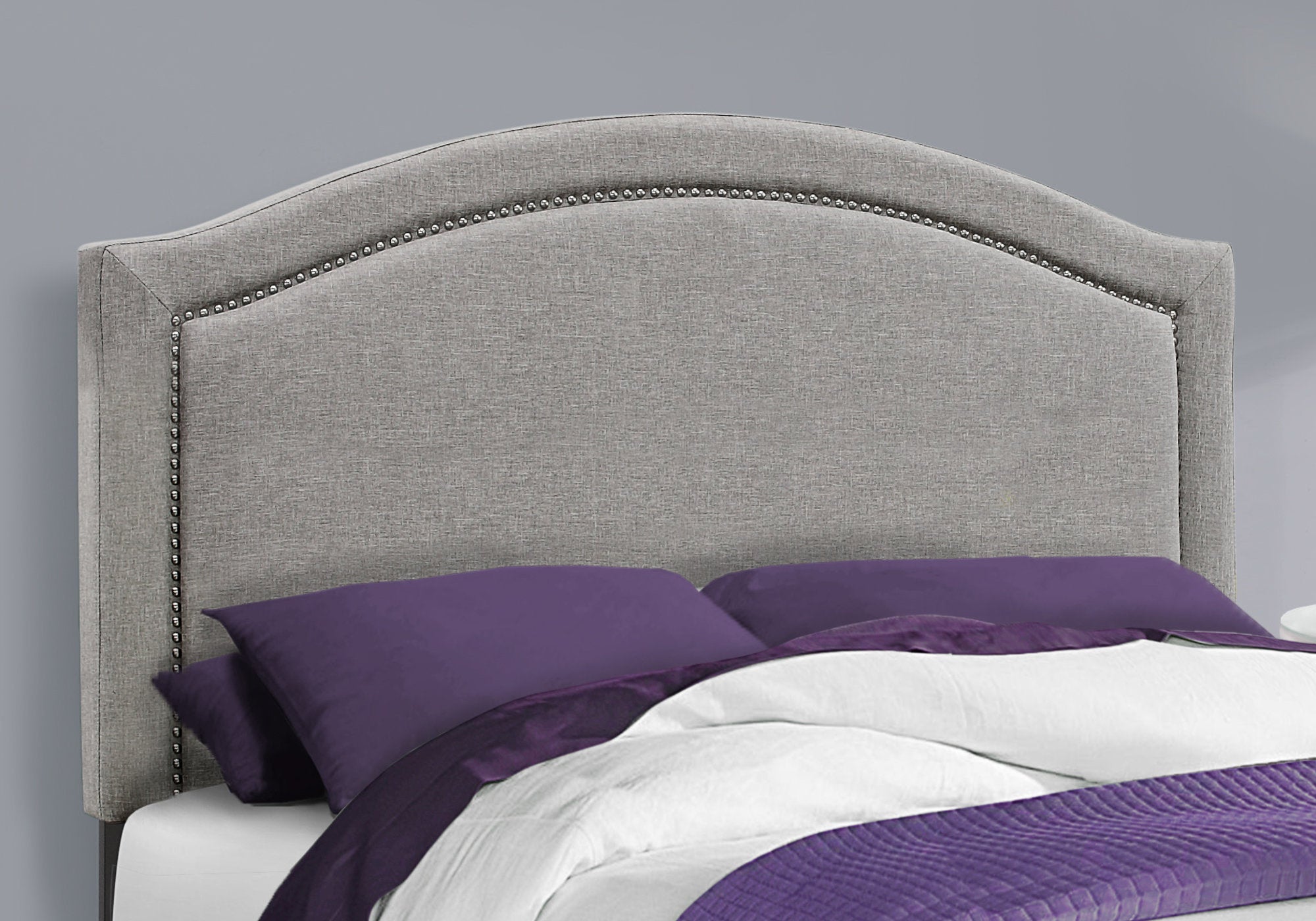 Full Size Grey Linen with Chrome Trim Bed