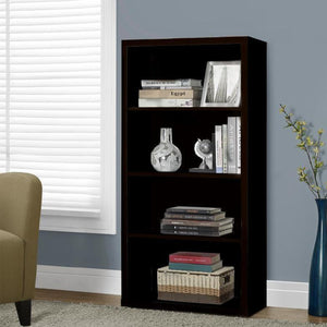 11.75" x 23.75" x 47.5" Cappuccino Particle Board Adjustable Shelves  Bookshelf