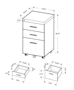 26.75" Cappuccino Particle Board and Hollow Core Filing Cabinet with 3 Drawers