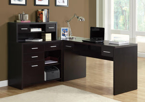 59" x 62.75" x 44.75" Cappuccino Particle Board Hollow Core  Computer Desk
