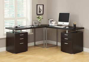 23.75" x 47.25" x 30" Cappuccino Silver Particle Board Hollow Core Metal  Computer Desk