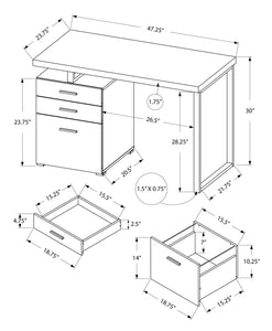 23.75" x 47.25" x 30" Cappuccino Silver Particle Board Hollow Core Metal  Computer Desk