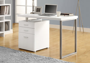 23.75" x 47.25" x 30" White Silver Particle Board Hollow Core Metal  Computer Desk